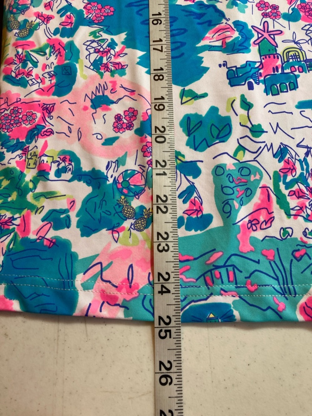 Lulu-B Sleeveless Island Print Top in Teal, Pink, Green, White - Picture 9 of 10